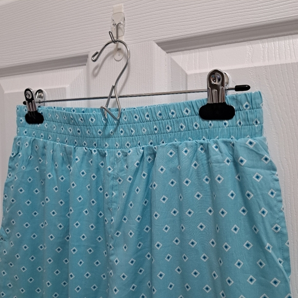 DKNY Pajama Set 2 Piece Blue White Womens Size Small Geometric PJ Set Loungewear - Picture 8 of 16